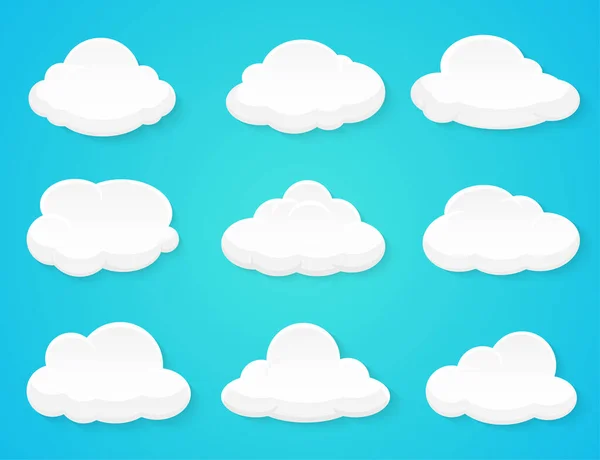 Nubes vectoriales planas Decorado por separado del fondo — Vector de stock