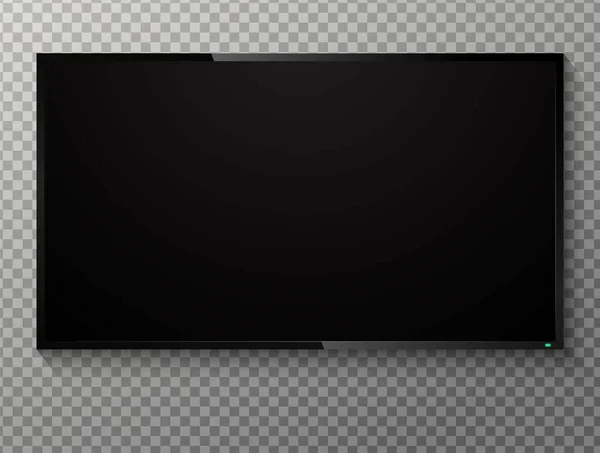 Realistische leere schwarze Bildschirm-Fernseher auf transparentem Hintergrund. — Stockvektor