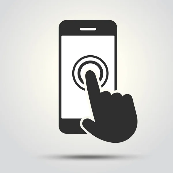 Ikonen pekar på pekskärmen på smartphone — Stock vektor