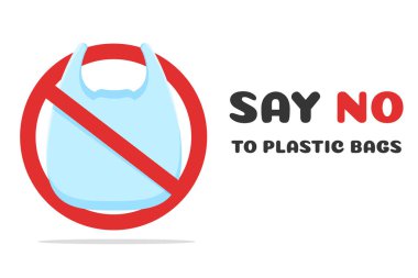 Plastik torba vektörü. Naylon poşetleri azaltma kampanyası..
