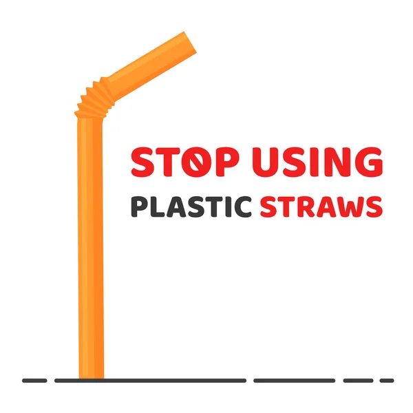 Orange Plastic Straws Vector z wiadomością kampanii, aby przestać używać plastikowych słomek. — Zdjęcie stockowe