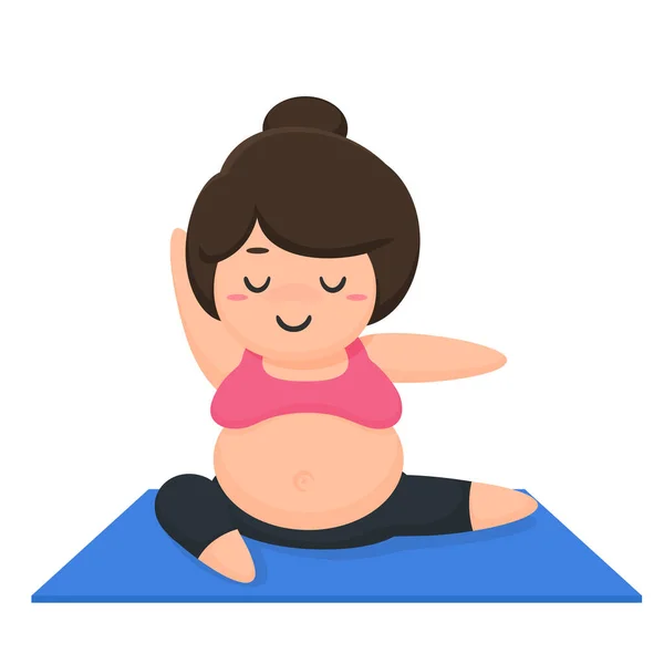 Yoga para la salud. Vector de dibujos animados mujeres embarazadas haciendo yoga para la relajación . —  Fotos de Stock