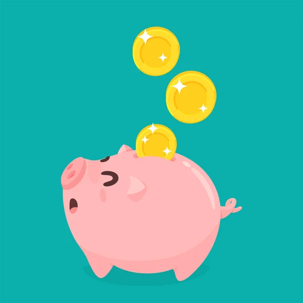 돼지 은행 벡터. 돈을 올바로 사용 한다는 개념은 미래를 위해 돈을 절약하는 것이다. — 스톡 벡터
