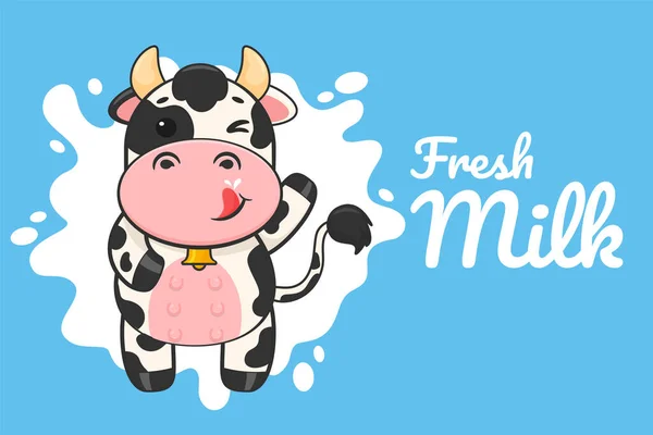 Caricature vache buvant vecteur de lait. Pour décorer les produits laitiers lors de la Journée mondiale du lait . — Image vectorielle