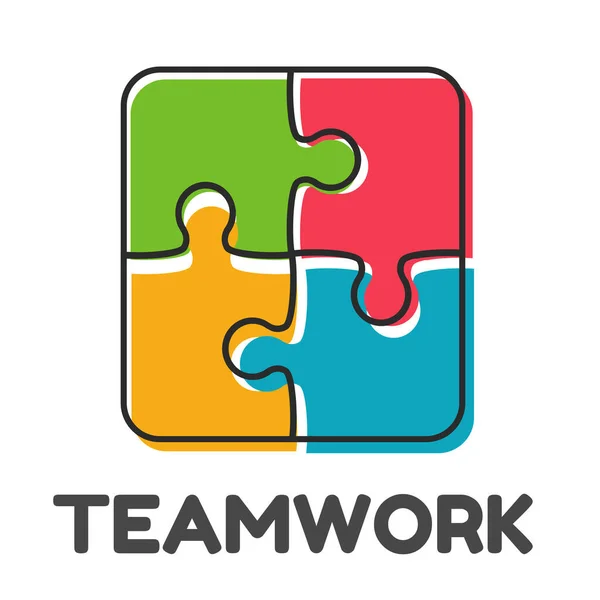 Jigsaw iconos 4. El vector de rompecabezas conectado encaja El concepto de trabajo en equipo en una organización — Vector de stock