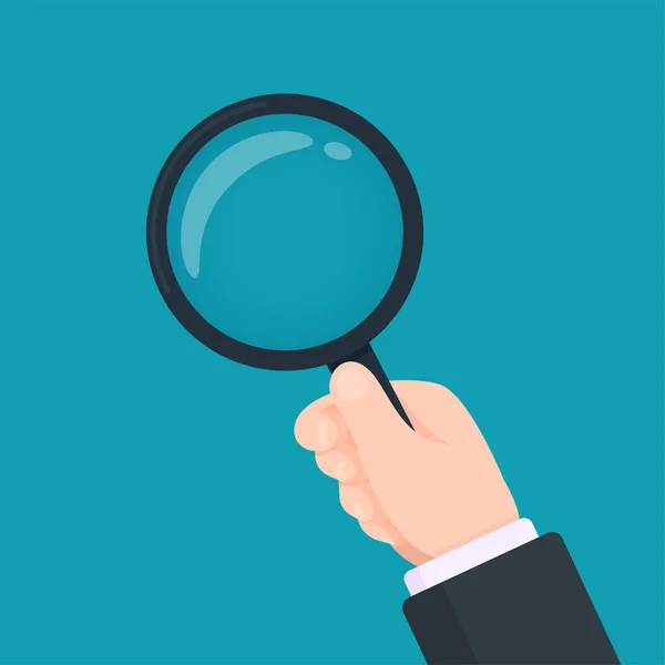 Magnifying glass vector The hand of a business man with a magnifying glass Inspection concept. — Stock Vector