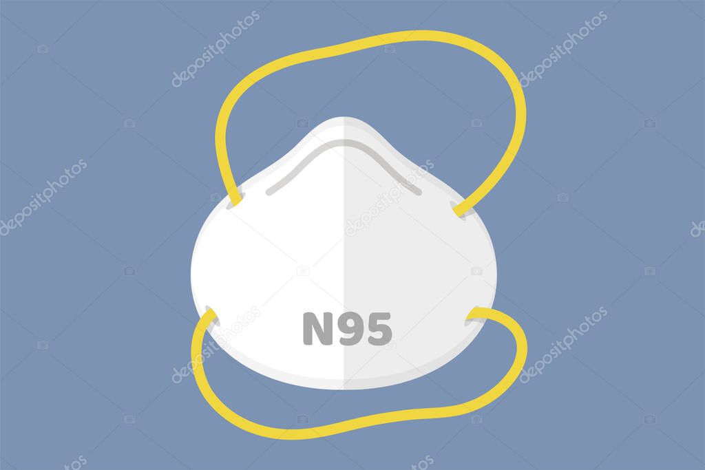 Flat mask vector N95 respirator to prevent toxic fumes and dust between the small size of the air such as PM2.5.
