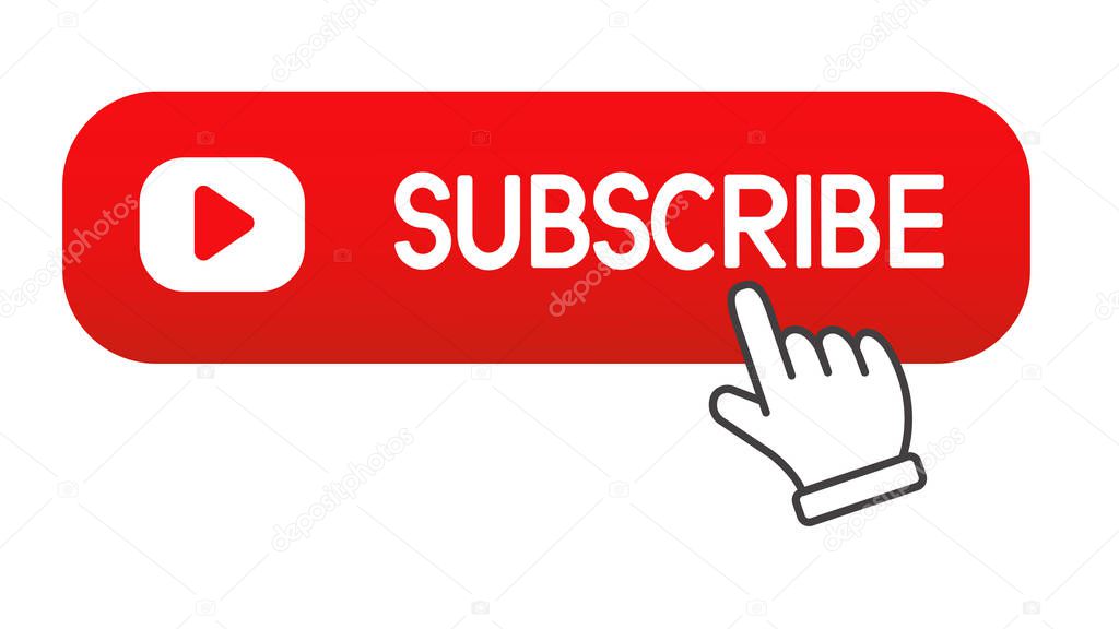A hand mouse cursor is clicking on the subscribe button to follow the content on your video.