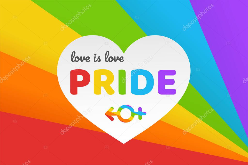 Happy Pride. Pride is an alternative gender day or LGBTQ and uses the symbol in rainbow colors.