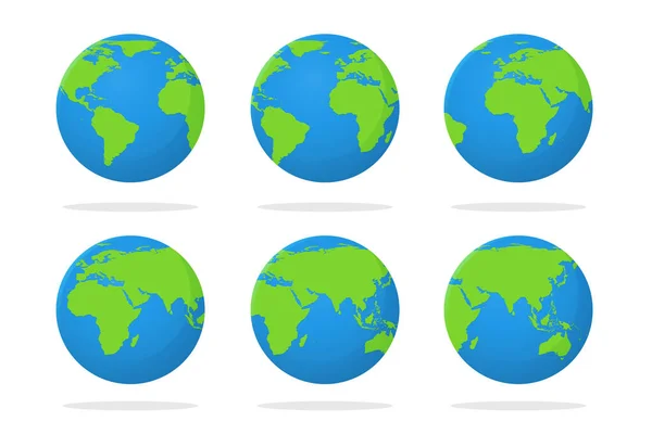 Vetor Globo Mapa Mundo Plano Que Está Movendo Girando Isolar —  Vetores de Stock