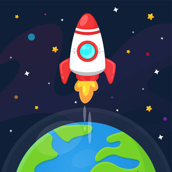 Векторный карикатурист выбросился на Землю с телескопом, чтобы полюбоваться звездами во Вселенной.