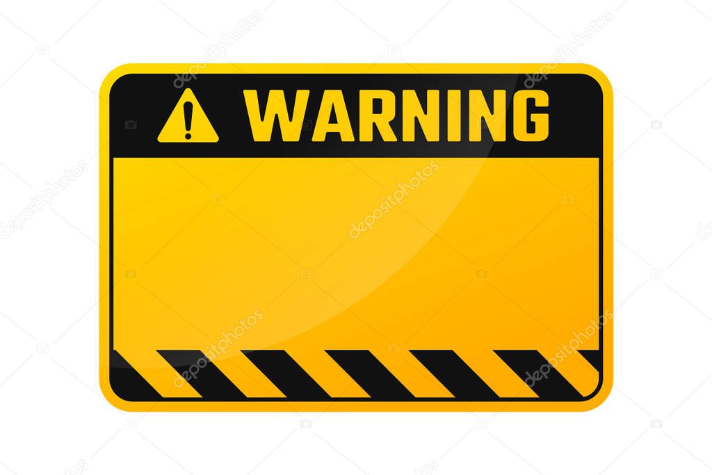 Yellow black warning sign vector Leave space for your warning message.
