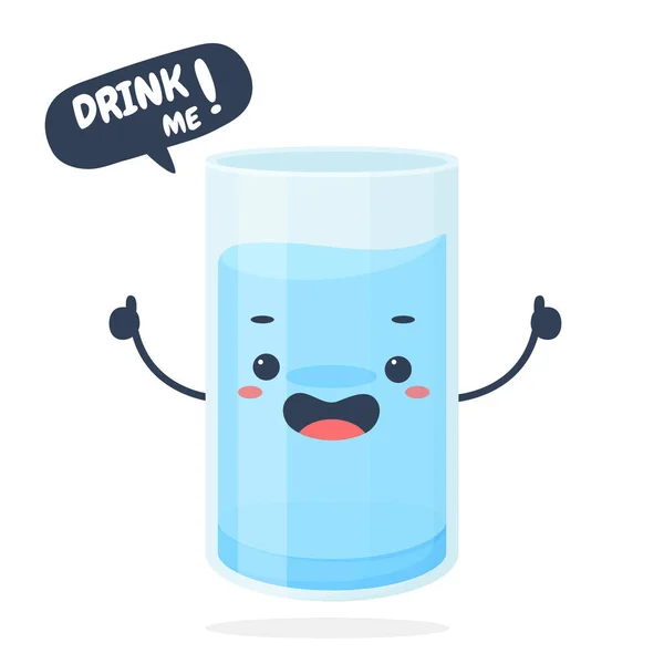 Cartoon Glass Vector Met Een Vol Glas Water Houd Mijn — Stockvector