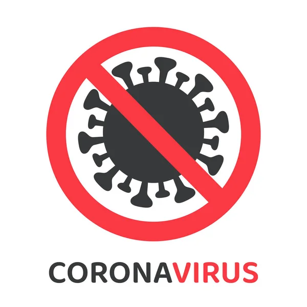 Icône Vectorielle Arrête Virus Couronne Panneau Rouge Interdiction Sur Dessus — Image vectorielle