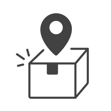 İzleme simgesi. Beyaz arkaplandan izole edilmiş kutu paketi izleme konseptine iliştir.