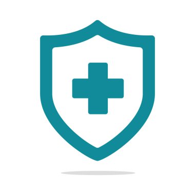 Pozitif işaretli kalkan. Tıbbi kavramlar mikroplardan ve korona virüsünden korunma