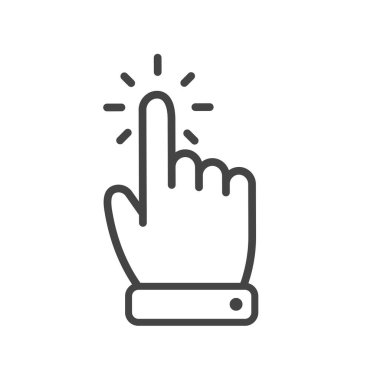 El şeklinde imleç faresi. Bir iş adamı işaret parmağı tutarak düğmeye nerede basılacağını belirtir..