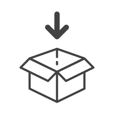 Paket kutusu simgesi Kutu Ürün paketleme kavramını gösteren bir okla açılan boş bir kutu