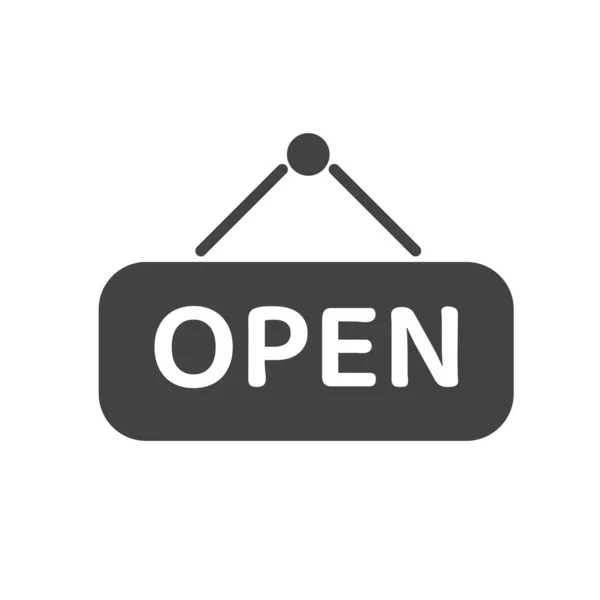 Otevřít Ikonu Vektorová Cedule Visící Před Otvorem Obchodu Izolováno Bílém — Stockový vektor