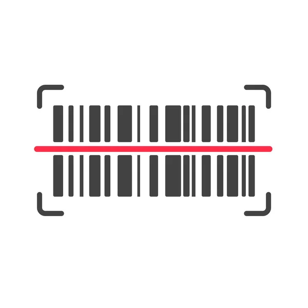 バーコードアイコン 製品の価格を読むために赤い線でスキャンされているバーコード — ストックベクタ