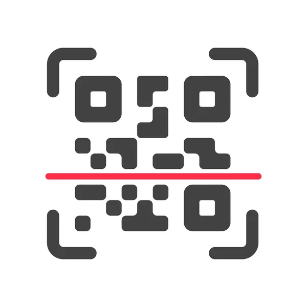 Código Icon Código Cuadrado Que Está Siendo Escaneado Por Línea — Archivo Imágenes Vectoriales