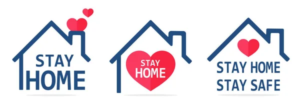 Stay Home Icon Techo Casa Vectorial Que Protege Corazón Concepto — Archivo Imágenes Vectoriales