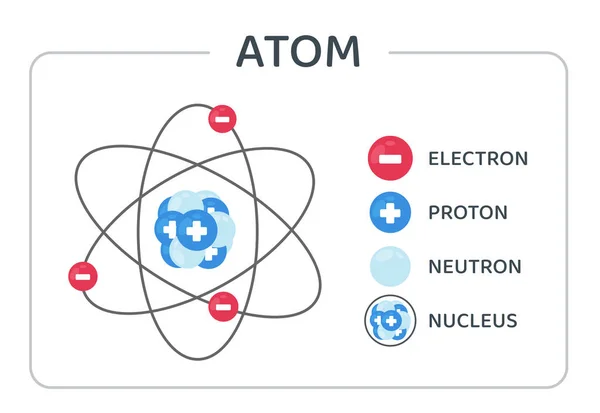 原子结构矢量由围绕原子核运行的质子 中子和电子组成 — 图库矢量图片