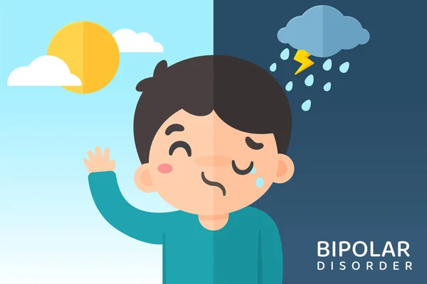 Desenho Animado Bipolar Homens Com Alterações Humor Devido Transtorno Bipolar — Vetor de Stock