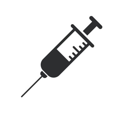 Şırınga Simgesi Vektörü. Doktorlar kötü huylu hastalıkları önlemek ve tedavi etmek için sık sık şırınga kullanırlar..