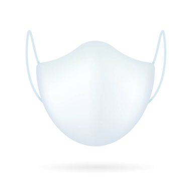 Gerçekçi model beyaz tıbbi maske. Corona koruması için sağlık maskesi Beyaz arkaplandan ayrı.