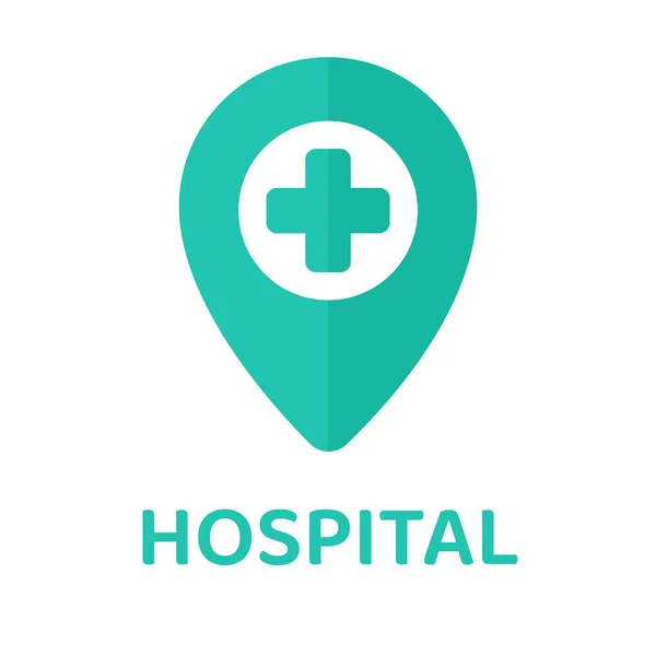 Καρφίτσα Gps Νοσοκομείο Θετικό Σύμβολο Σημάδι Για Βρείτε Την Τοποθεσία — Διανυσματικό Αρχείο