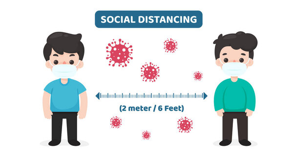 social distancing. Spacing between yourself and others to prevent corona virus infection..