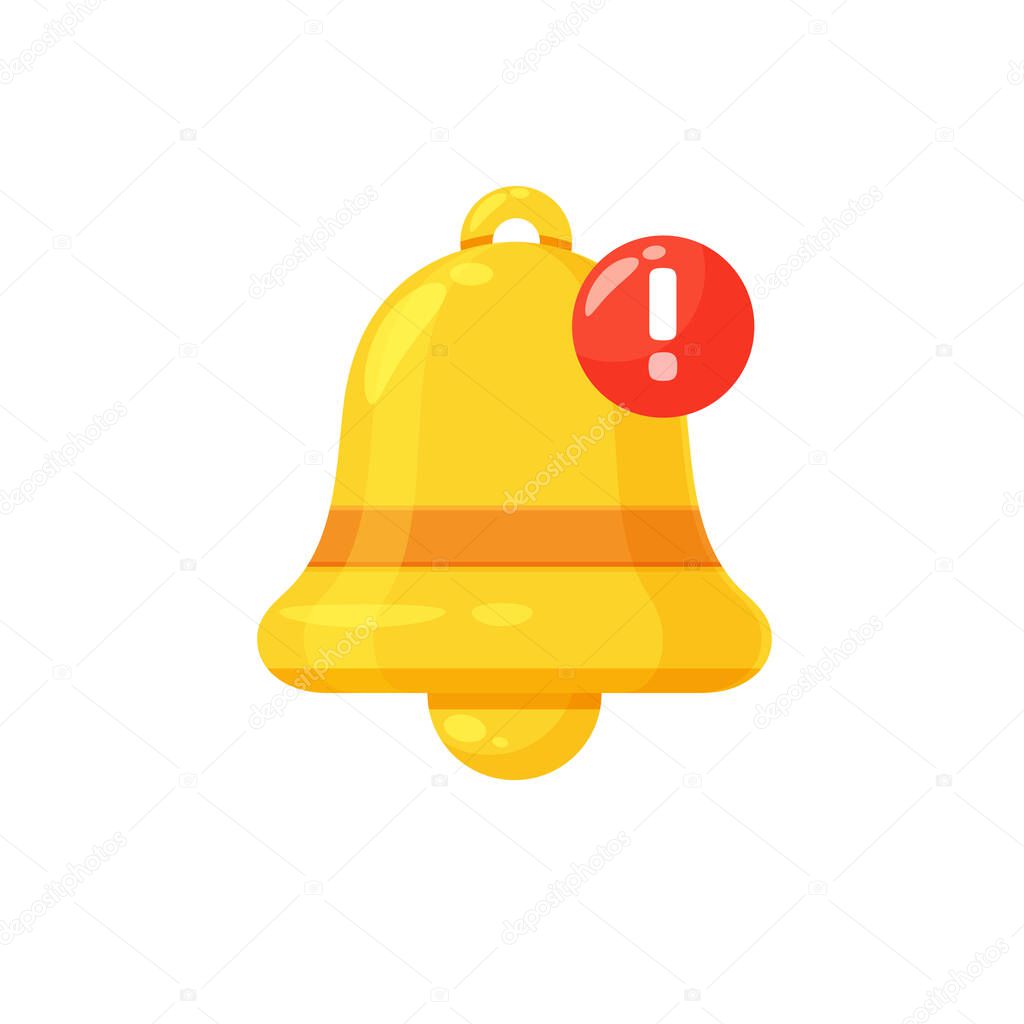 Notification bell icon. The golden alert bell is shaking to alert the upcoming schedule.