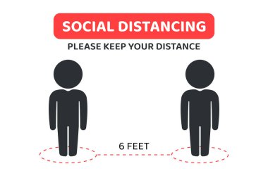 Sosyal uzaklık. Lütfen 2 metre arayla ayrılmaları için insanları uyarma mesafenizi koruyun..