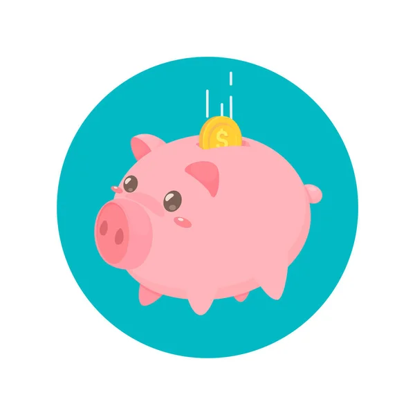 Pink Pig Piggy Vector Который Имеет Много Долларов Внутри Концепция — стоковый вектор