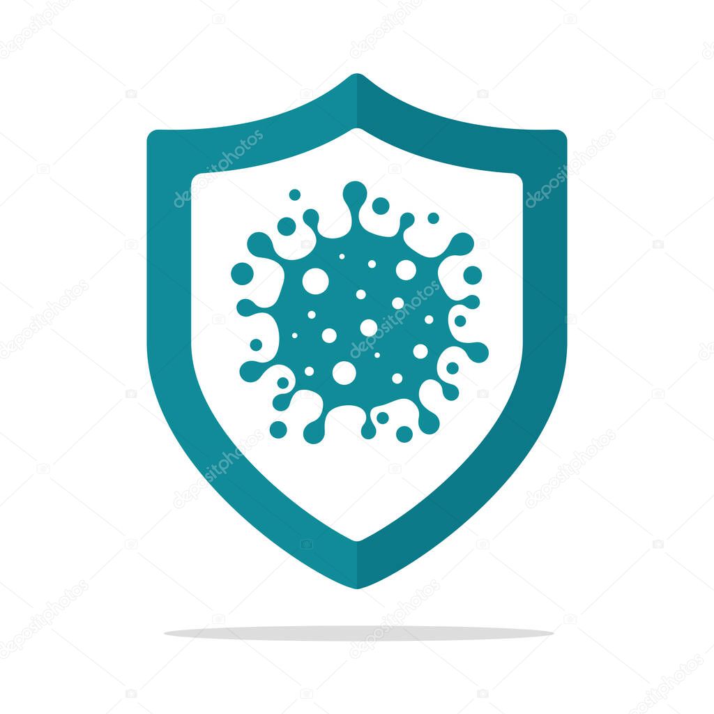 Shield with a plus sign. Medical concepts Protection from germs and corona virus