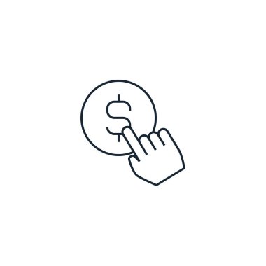 Tıklama başına para yaratıcı simge. satır basit illüstrasyon