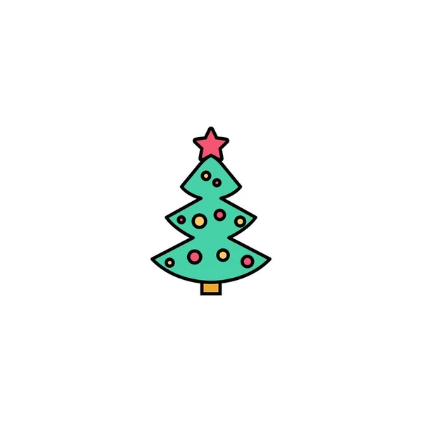 Árbol de navidad icono creativo. Ilustración de línea multicolor. Desde — Vector de stock