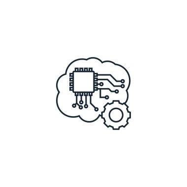 Geleceğin teknoloji yaratıcı ikonu. Yapay Zeka simgelerinden