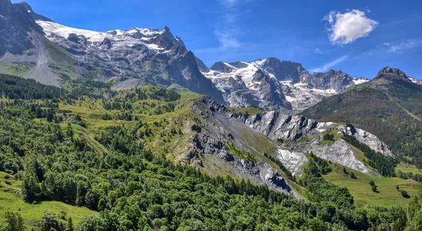 Parois Rocheuses Massif Meije Dessus Village Grave — Photo