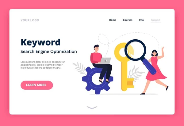 Landingspagina template op zoekmachine optimalisatie thema. — Stockvector