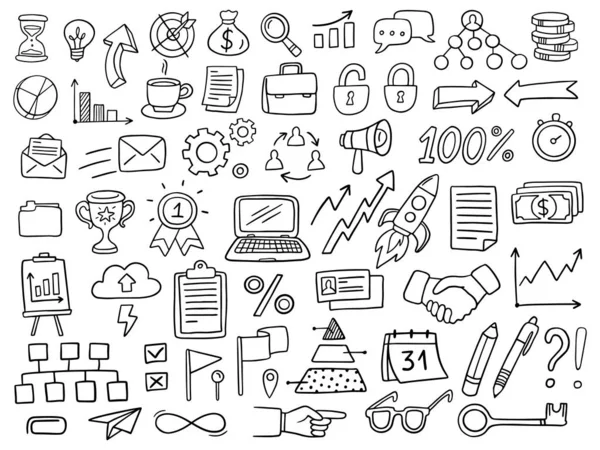 Big set of business icons in doodle style. Vector Illustration can be used in education, bank, It, SaaS, finance, marketing and other business areas. — Stock vektor