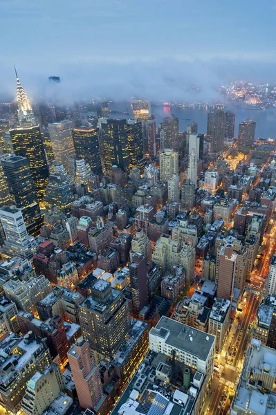 New York. Manhattan. Aerial view at dusk