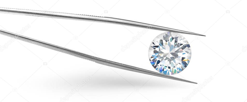 Big Round Diamond in Tweezers