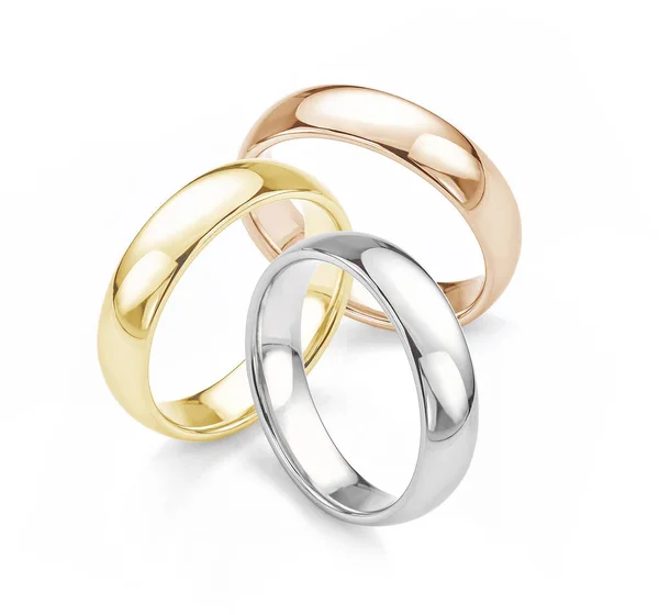 Wedding Rings White Gold Rose Gold Yellow Gold Wedding Rings — Stock Photo, Image
