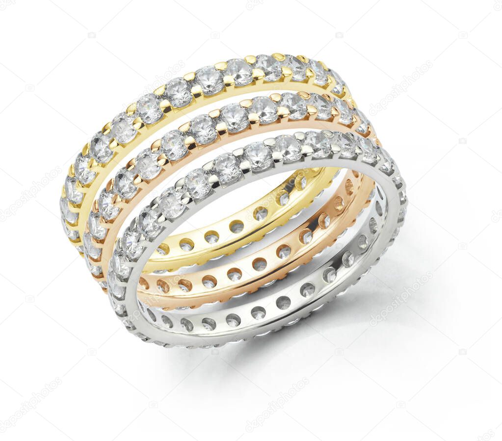 Diamond Eternity Rings in Rose Gold White Gold and Yellow Gold