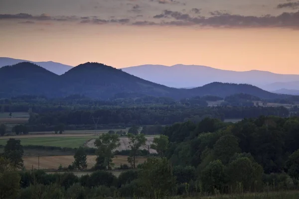 Sunset over the Sudeten Mountains in Poland — Stock Photo, Image