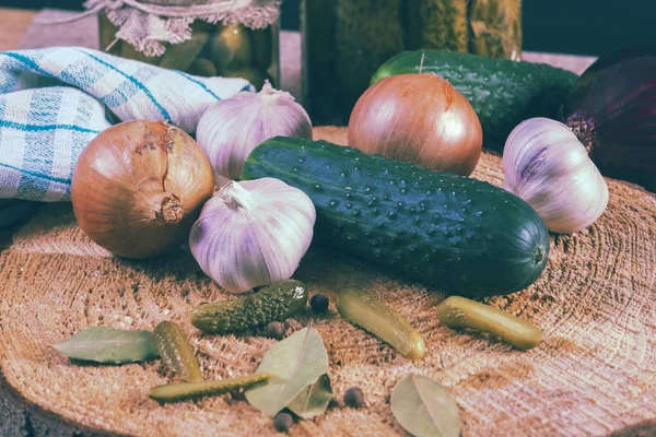 Pickles. Salted Cucumbers still-life — Stok fotoğraf