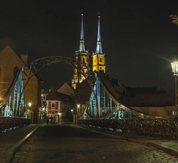 Wroclaw à noite, Polónia — Fotografia de Stock