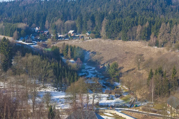 Деревня, видимая сверху, Чешская Республика — стоковое фото